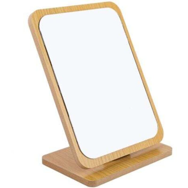 Wooden Foldable Tabletop Makeup Mirror - 22x16cm, Small Standing Square Mirror - Portable Makeup Mirror - Medium Standing Square Mirror