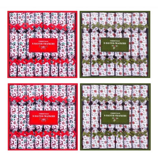 YÖL - 16 Or 32 Saucer Mini Christmas Crackers Afternoon Tea Breakfast Xmas Table Deco